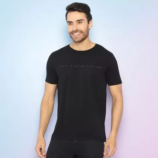 Camiseta Com Inscrições- Preta & Cinza