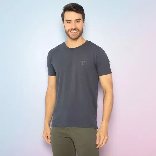 Camiseta Com Tag- Cinza Escuro