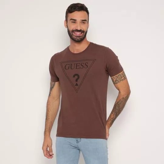 Camiseta Guess®- Marrom & Preta