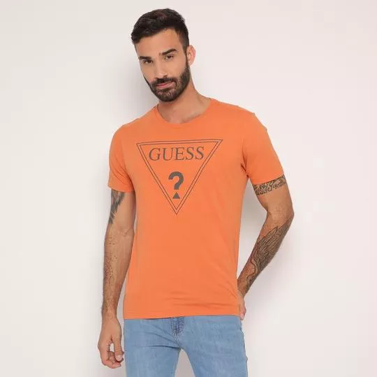 Camiseta Guess®- Laranja & Cinza Escuro