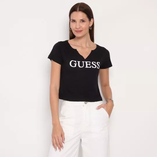 Blusa Guess® Com Recortes- Preta