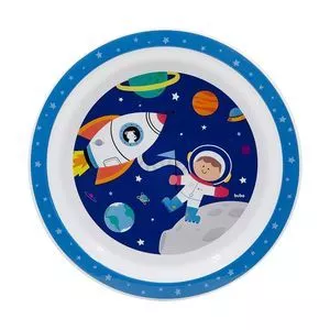 Pratinho Astronauta Aventuras<BR>- Azul Marinho & Branco<BR>- 2xØ21cm
