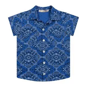 Camisa Paisley <BR>- Azul & Branca