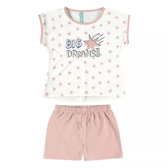 Pijama Big Dreams- Branco & Rosê- Malwee Infantil