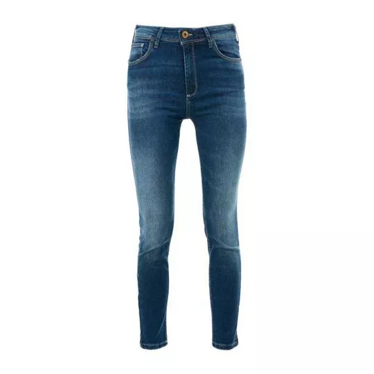 Calça Jeans Skinny Com Bolsos- Azul