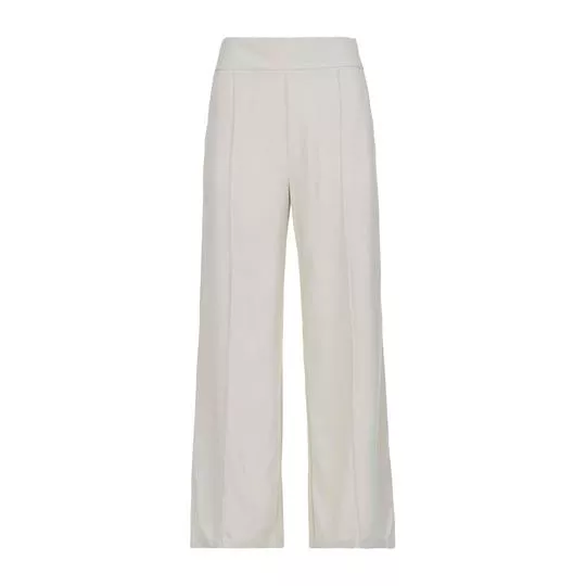 Calça Pantalona Pregas- Bege