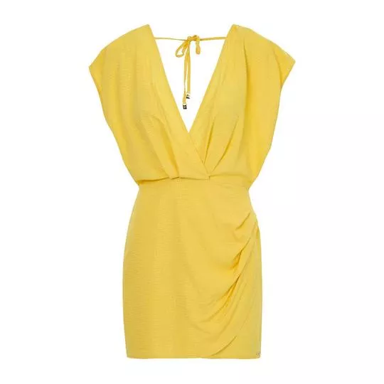 Vestido Com Drapeados- Amarelo