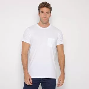 Camiseta Com Bolso<BR>- Branca