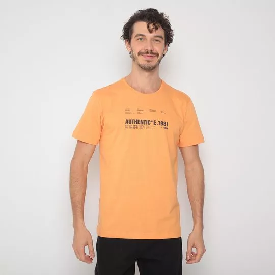 Camiseta Com Inscrições- Laranja