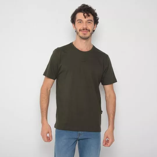 Camiseta Com Inscrição- Verde Militar