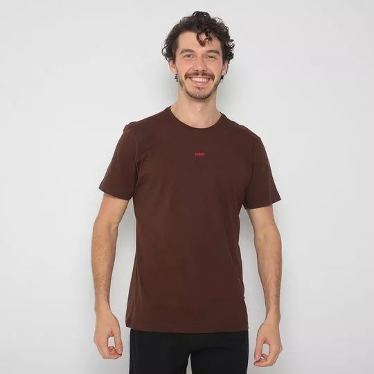 Camiseta Com Inscrição- Marrom Escuro