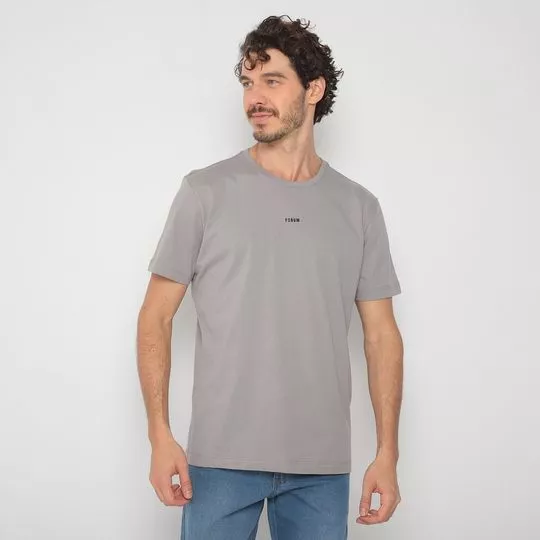 Camiseta Com Inscrição- Cinza