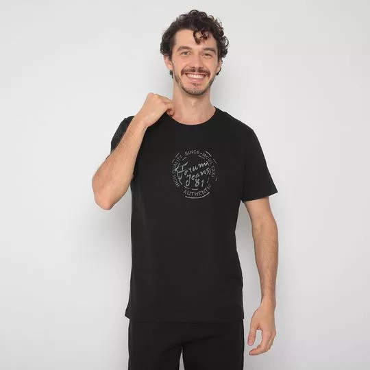 Camiseta Com Inscrições- Preta