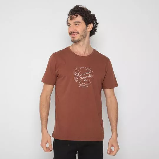 Camiseta Com Inscrições- Marrom