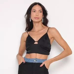 Cropped Acetinado<BR>- Preto