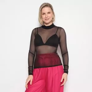 Blusa Em Tule<BR>- Preta