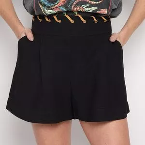 Short Com Linho<BR>- Preto