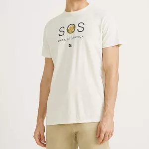 Camiseta Com Inscrição<BR>- Off White