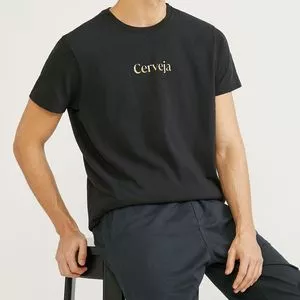 Camiseta Com Inscrições<BR>- Preta