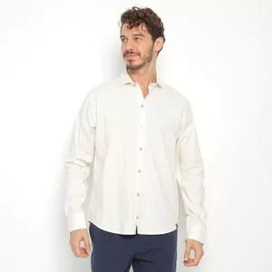 Camisa Com Linho<BR>- Off White