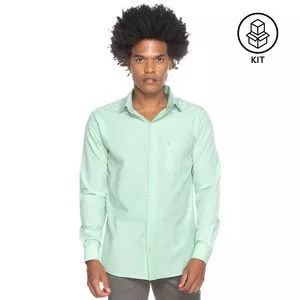 Kit De Camisas Lisas<BR>- Verde Claro<BR>- 3Pçs