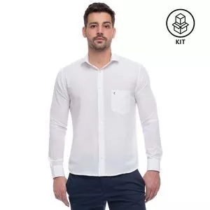 Kit De Camisas Lisas<BR>- Branco<BR>- 3Pçs