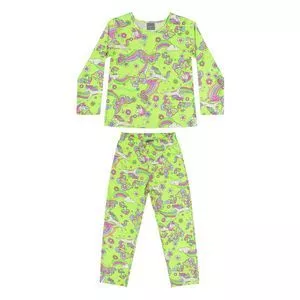 Pijama Unicórnios<BR>- Verde Limão & Rosa<BR>- Quimby