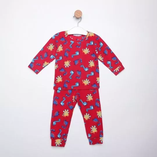 Pijama Dinossauros- Vermelho- Pequena Mania