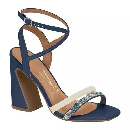 Sandália Com Termocolantes- Azul Marinho & Off White