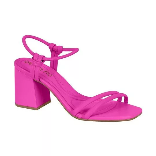 Sandália Com Tiras- Pink- Salto: 7cm- Beira Rio