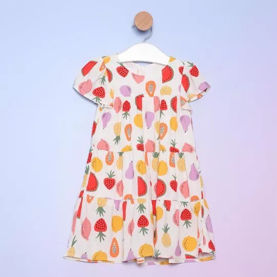 Vestido Frutas- Branco & Vermelho