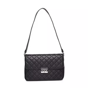 Bolsa De Ombro Matelassê<BR>- Preta<BR>- 18x27x7cm<BR>- Guess