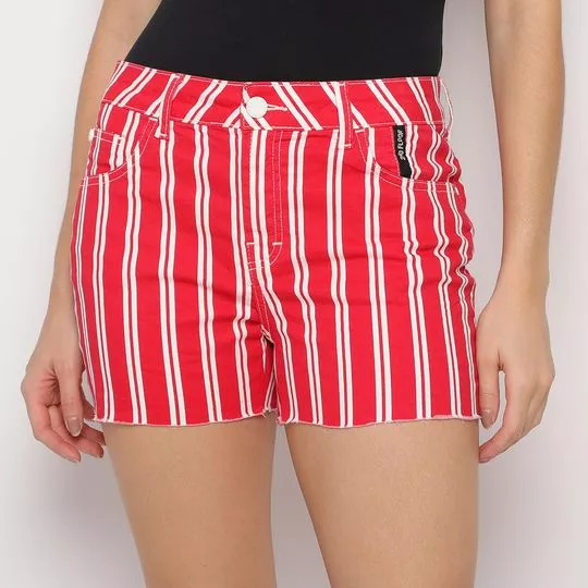 Short Listrado- Vermelho & Branco