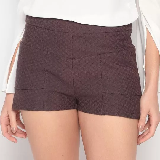 Short Saia Texturizado- Marrom Escuro