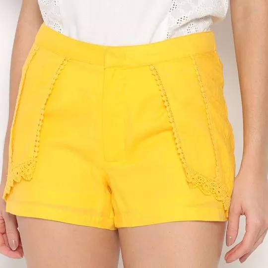 Short Com Renda- Amarelo