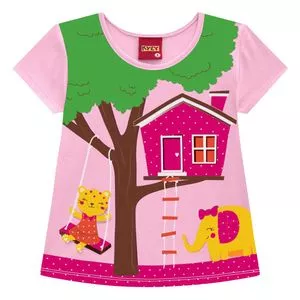 Blusa Casa Na Árvore<BR>- Rosa Claro & Pink<BR>- Kyly