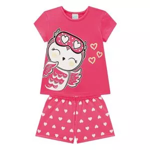 Pijama Corujinha<BR>- Pink & Branco<BR>- Kyly