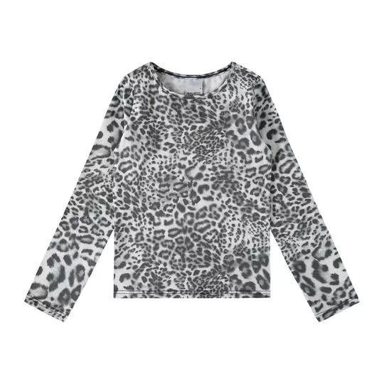 Blusa Animal Print- Cinza & Preta- Malwee