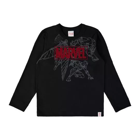 Camiseta Marvel®- Preta- Malwee