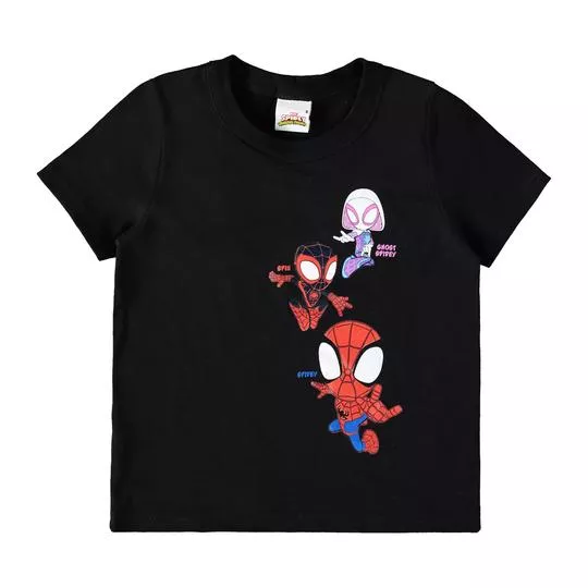 Camiseta Homem-Aranha®- Preta- Malwee