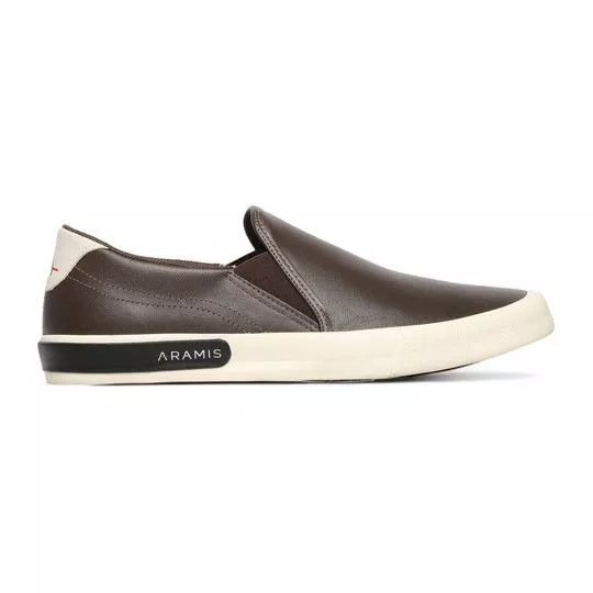 Slip On Com Recortes- Marrom Escuro & Cinza