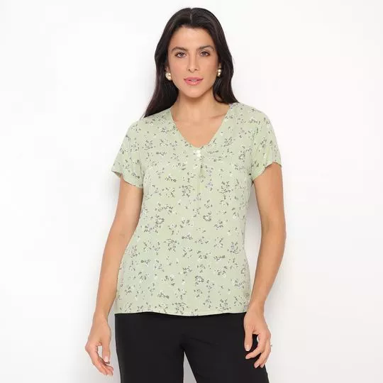 Blusa Floral- Verde Claro & Off White