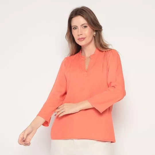 Blusa Com Franzidos- Salmão