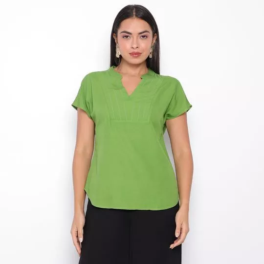 Blusa Com Pespontos- Verde