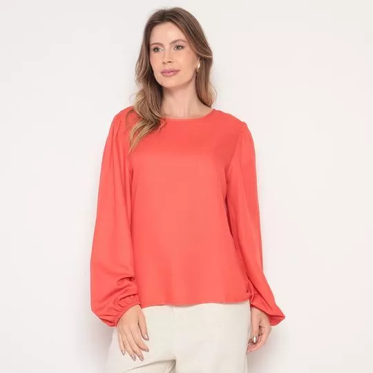 Blusa Com Franzidos- Salmão