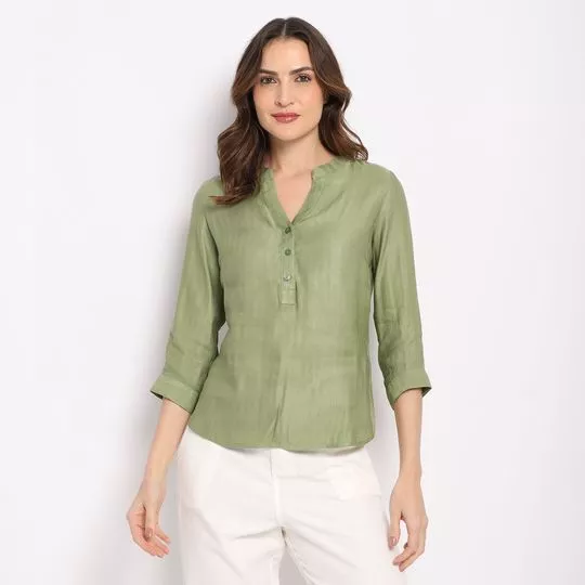 Blusa Com Linho- Verde Oliva