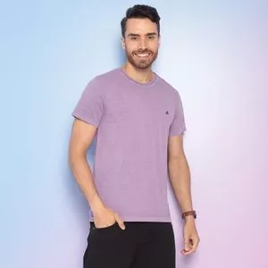 Camiseta Estonada Com Bordado<BR>- Lilás