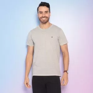 Camiseta Estonada Com Bordado<BR>- Cinza Claro