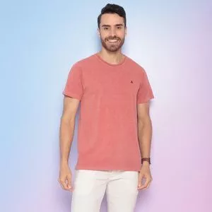 Camiseta Estonada Com Bordado<BR>- Vermelha