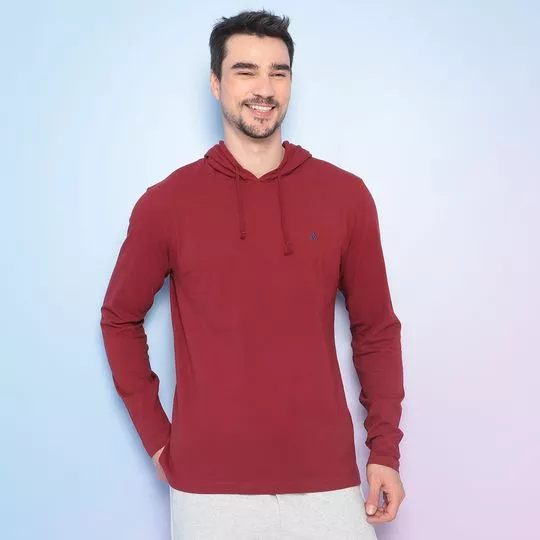 Camiseta Com Capuz- Vermelho Escuro